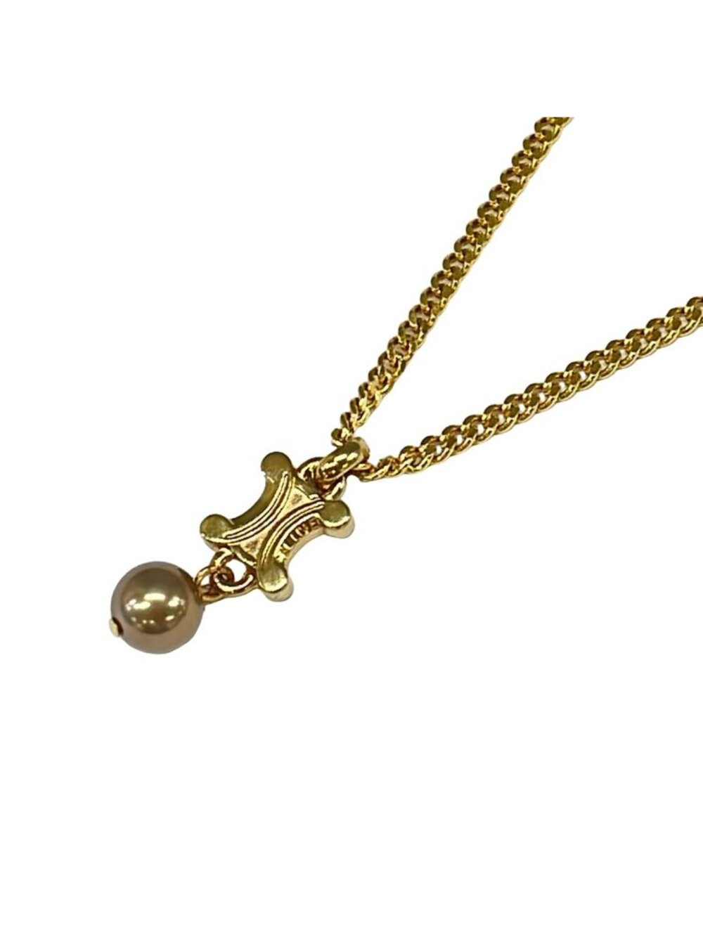 Celine Necklace Triomphe Gold Faux Pearl
